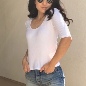 WHIMSY + ROW Jodie Rib Tee White Sz S